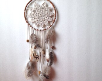 4,5'' dreamcatcher | Crochet accessories | Crochet dreamcatcher | Handmade doily | feathers accessory | Crochet doily | Boho dreamcatcher |