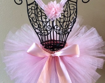 Light Pink Tutu, Pink Tutu, Baby Tutu, Pink Flower Headband, Infant Tutu, Toddler Tutu, Newborn Tutu, Birthday Tutu Set, Photo Prop