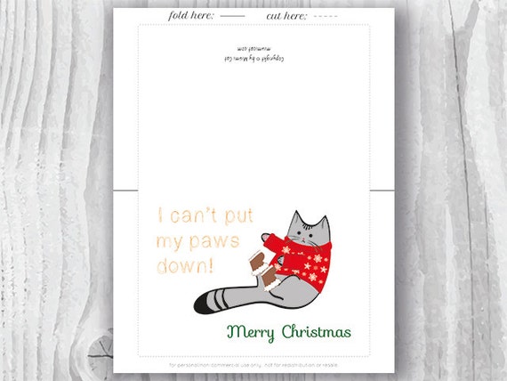 Printable Christmas Cat Card Funny Cat Christmas Cards