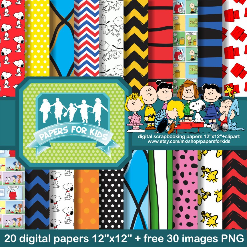 Digital Papers Snoopy Peanuts Charlie Brown by PapersforKids