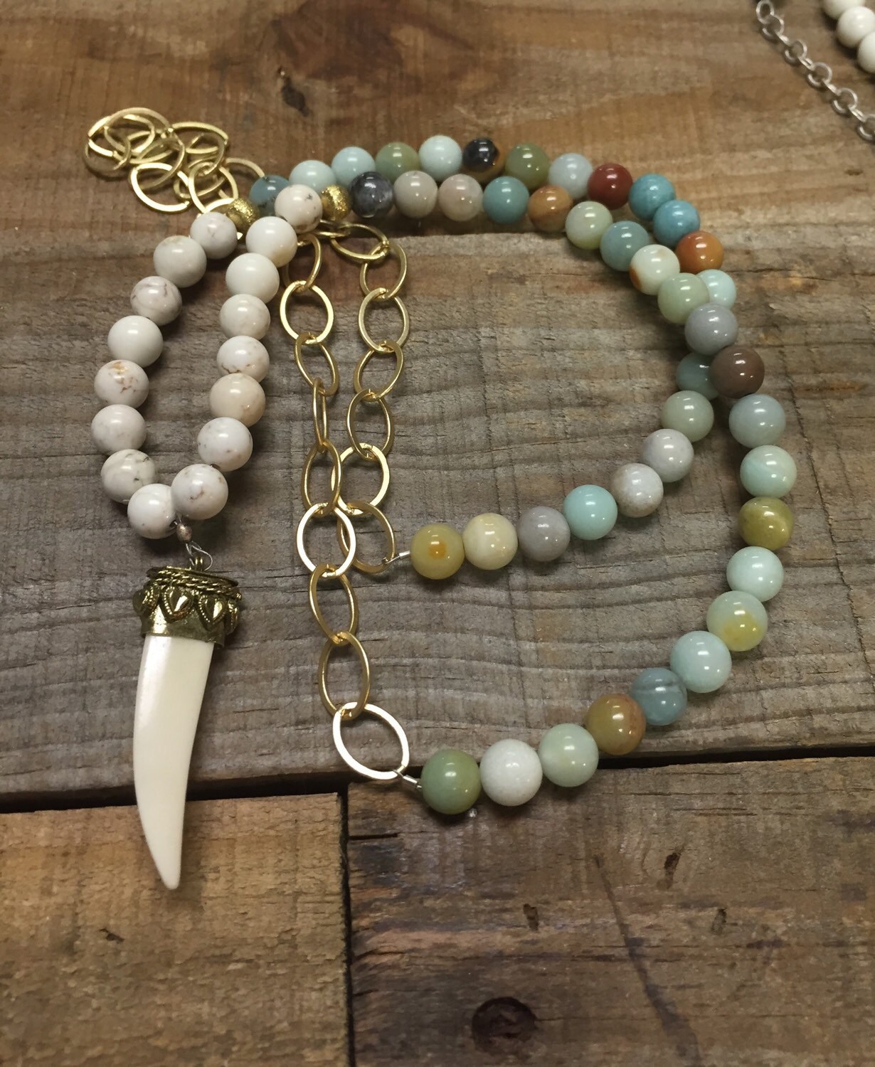Beaded horn necklace