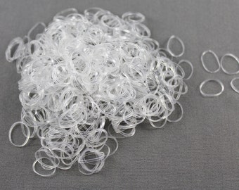 CLEAR pack of 1800 small tiny little hair ties ponytail elastic braids plaits elastic rubber bands