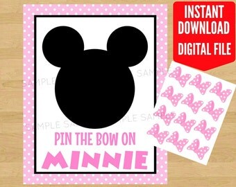 Minnie Mouse Pin The Bow Birthday Party Game - Instant Download - Party ...