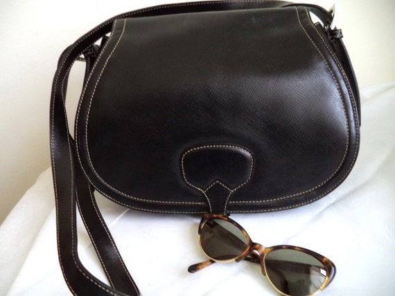 ... bag, Black Leather Bag, Messenger bag, Shoulder bag, Vintage Bag