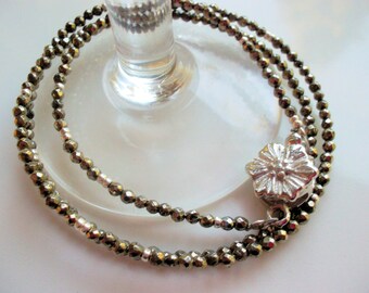 Necklace with faceted mikro small pyrite sparkling necklace golden shimmer Pyrite chain gemstone necklace
