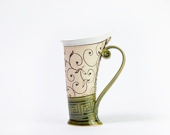 Ceramic Mug, Tea Mug,Handbuilding, Ceramics and pottery, Ceramic cup, Tea cup, Coffee cup, Coffee mug, Handmade mug, Unique mug, Green mug