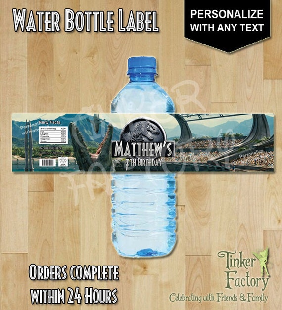 Jurassic World Birthday Party - Personalized Water Bottle Label - Digital File - Printable - dinosaurs
