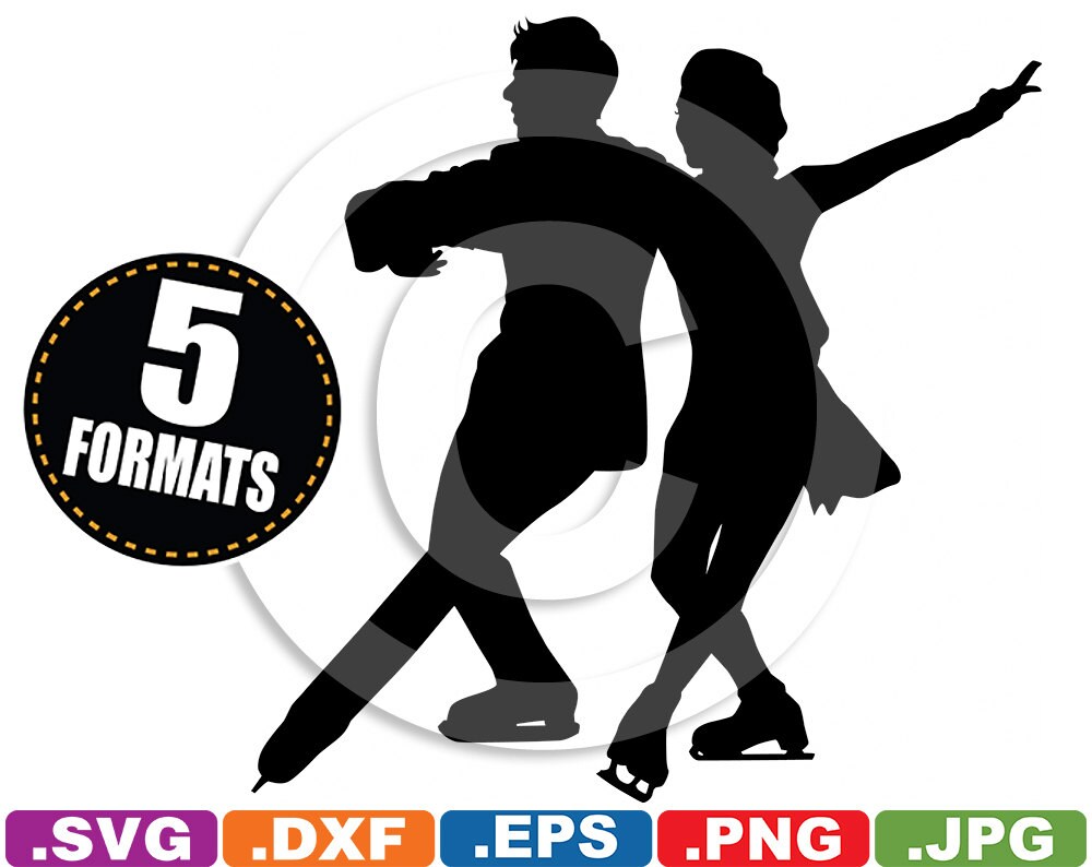 Figure Skating / Ice Dancing Silhouette Clip Art Image svg & dxf