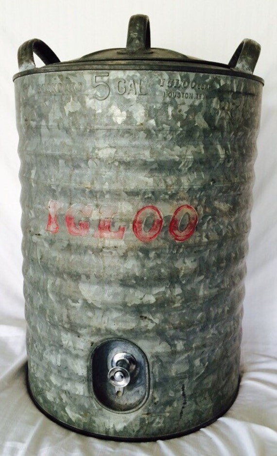 Vintage cooler water cooler igloo galvanized by SweetBiscuitDesign