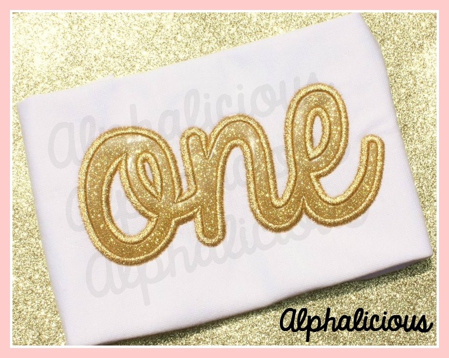 ONE Cursive Applique Font/Design