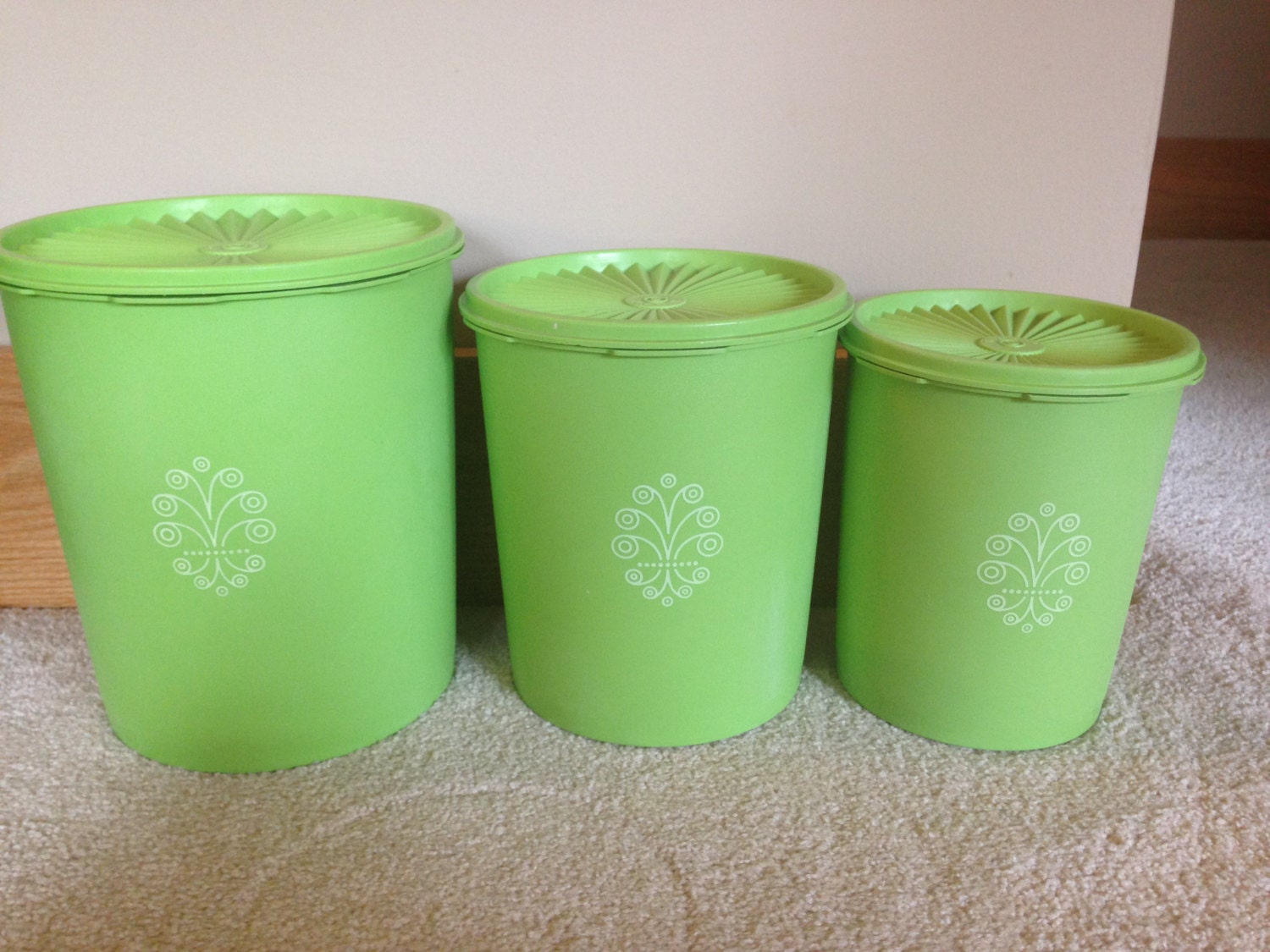 Vintage Green Tupperware Canisters (set of 3) Haute Juice