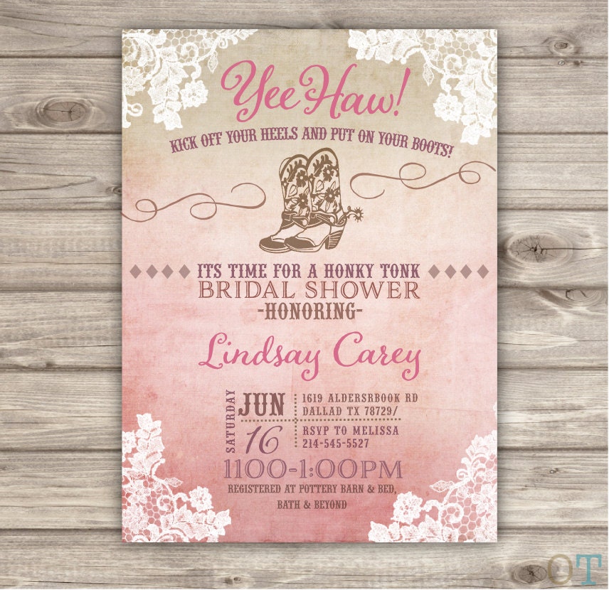 Rustic Chic Bridal Shower Invitations 2