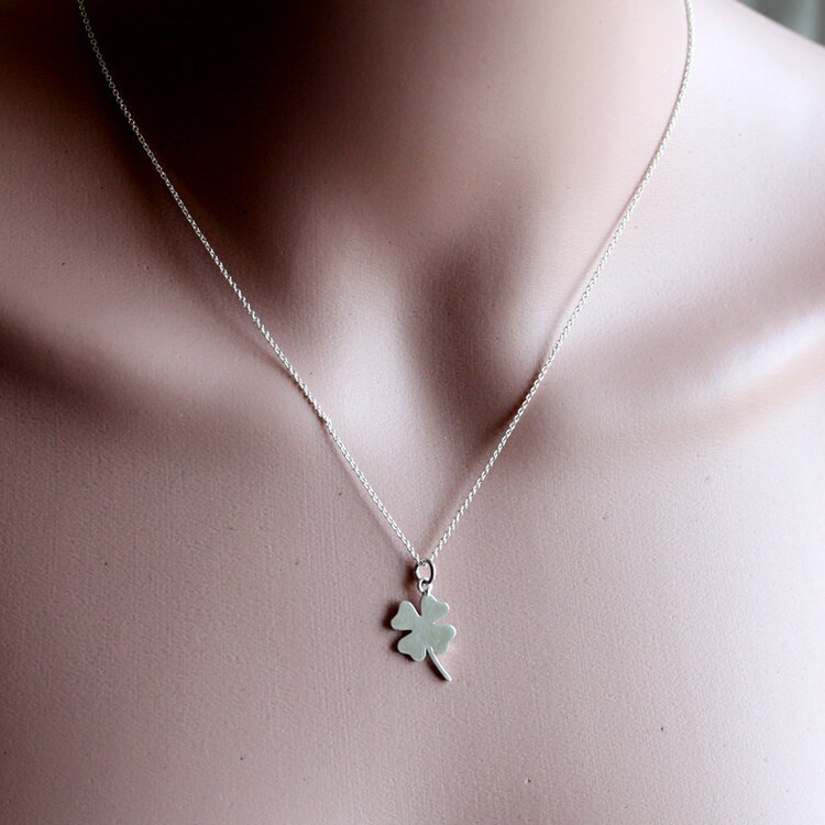 sterling silver Four Leaf Clover Necklace Jewelry by birdshome