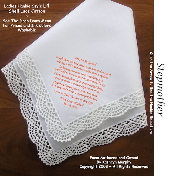 Hankie Gift for Stepmother of the Groom Hankie 0403 Sign & date for ...