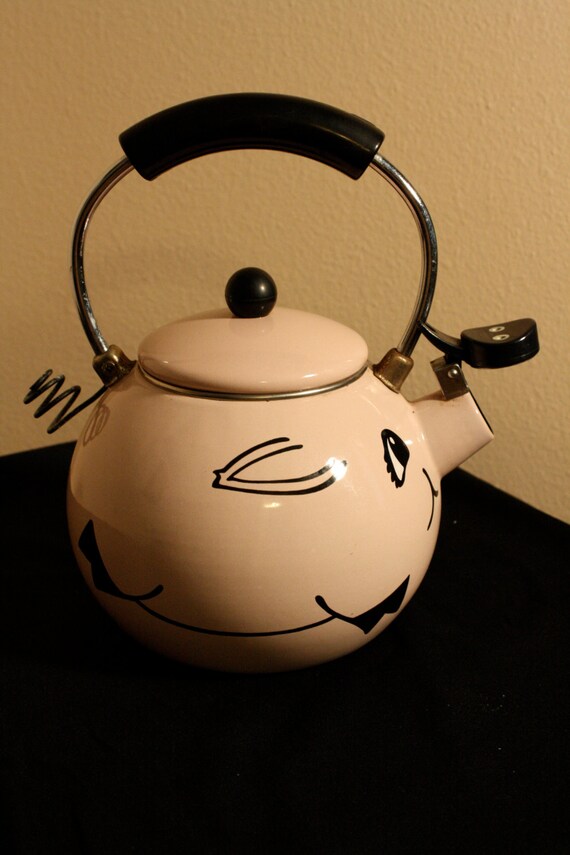 Rare Kamenstein PIG Tea Kettle PIGGY Teapot Pink Enamelware