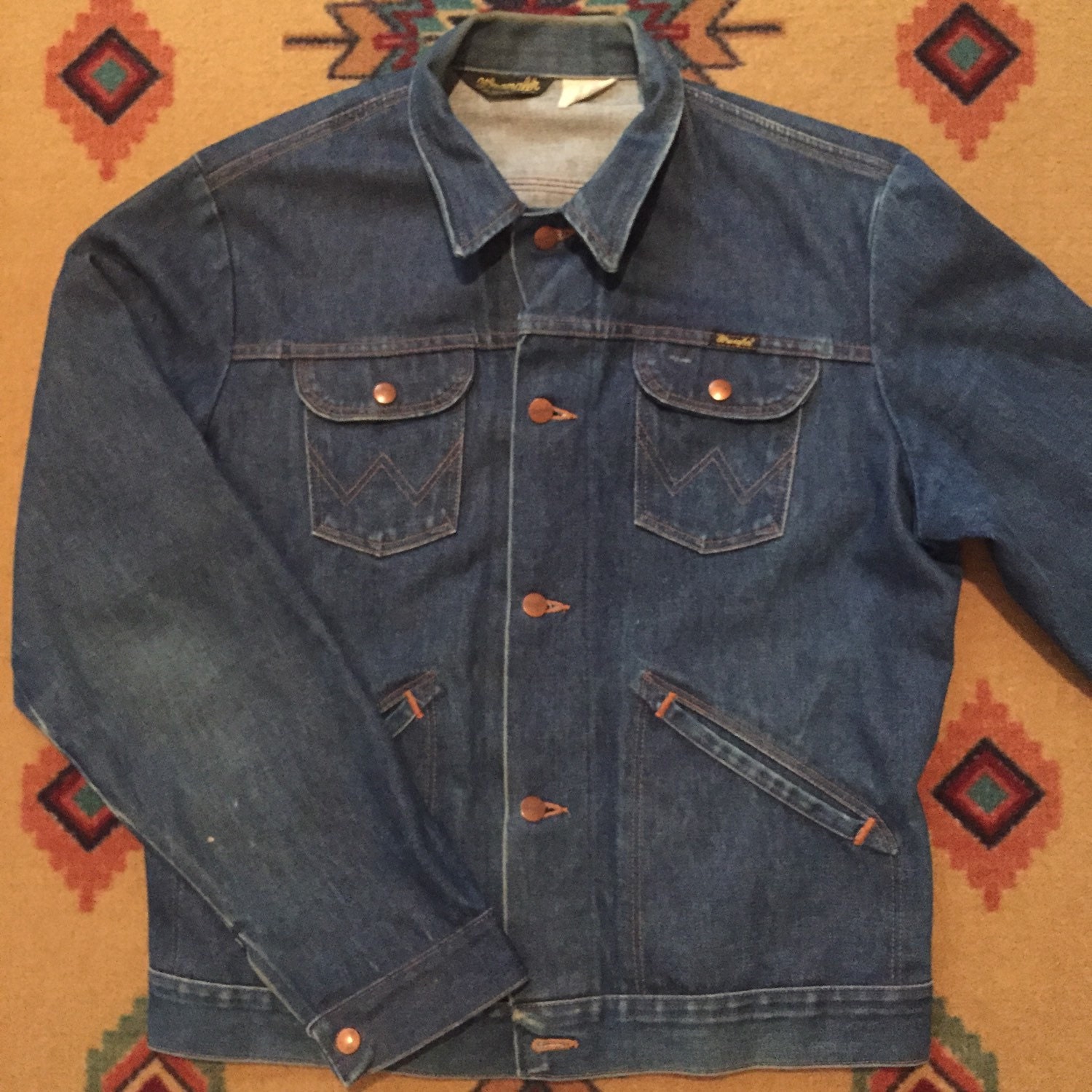 Vintage 1970s Wrangler Denim Jacket Size 44L Made In USA