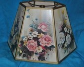 LAMPSHADE Six-Sided LAMPSHADE7 1/4" tall FLOWERED---Vintage Beauty