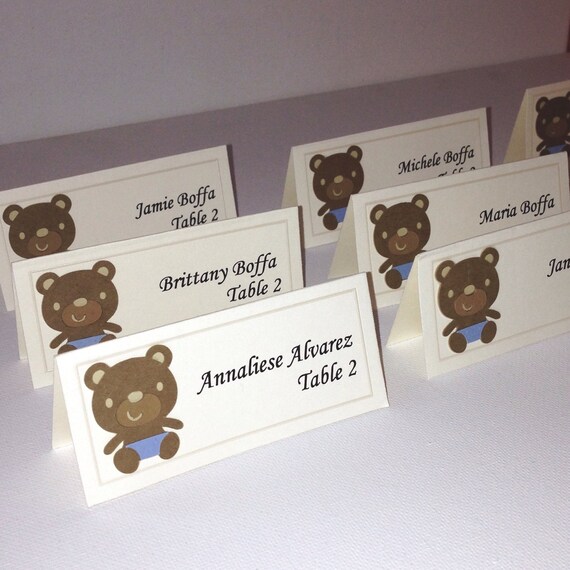 Items similar to Teddy bear placecards; baby shower placecards; teddy bear baby shower; teddy