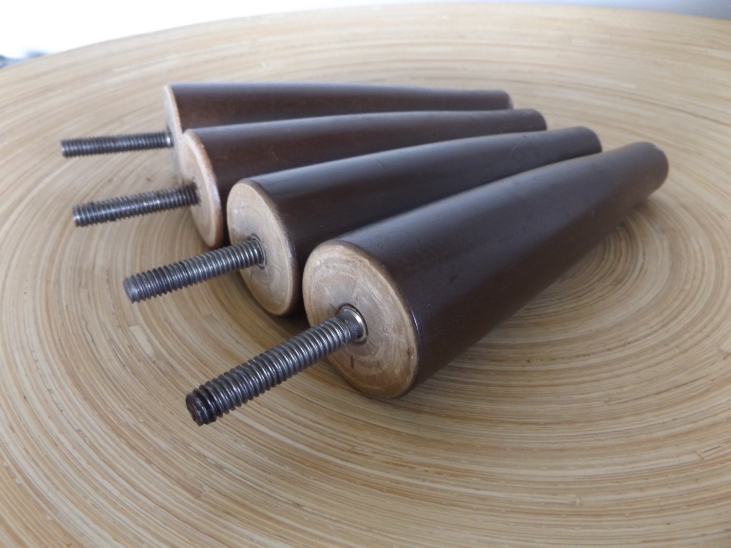 Vintage Set of 4 Wood Chair Legs / Tapered Furniture Legs / Mid Century