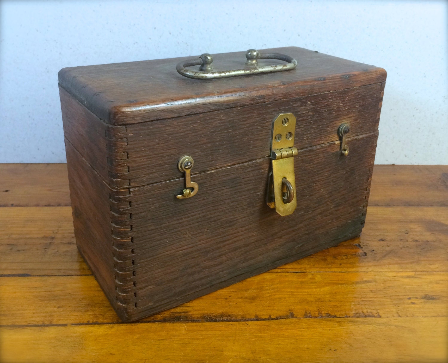 Wood Box with Brass Hardware and Metal by HoneyBeeHillVintage