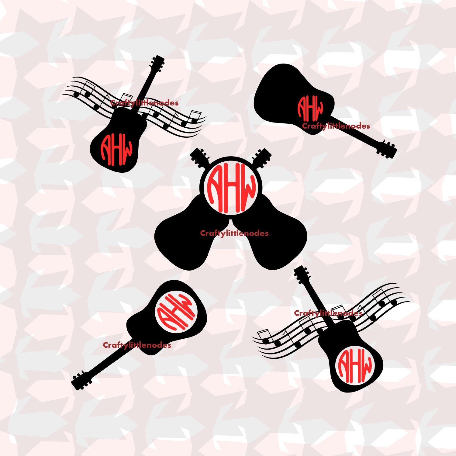 Download Guitar/Music Monogram Set .SVG .STUDIO Scalable Vector instant