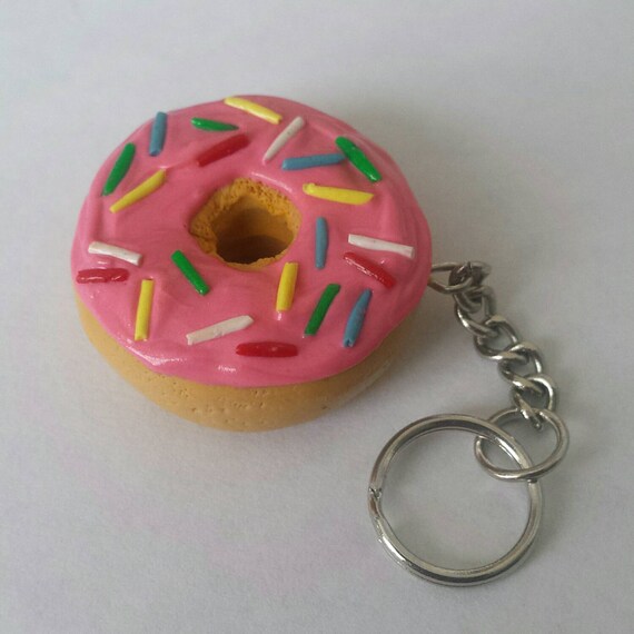 Pink Sprinkle Donut Keychain by mistysminis on Etsy