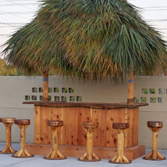 TIKI BAR 8' x 4' Custom Red Cedar Tiki Kev Tiki Bar