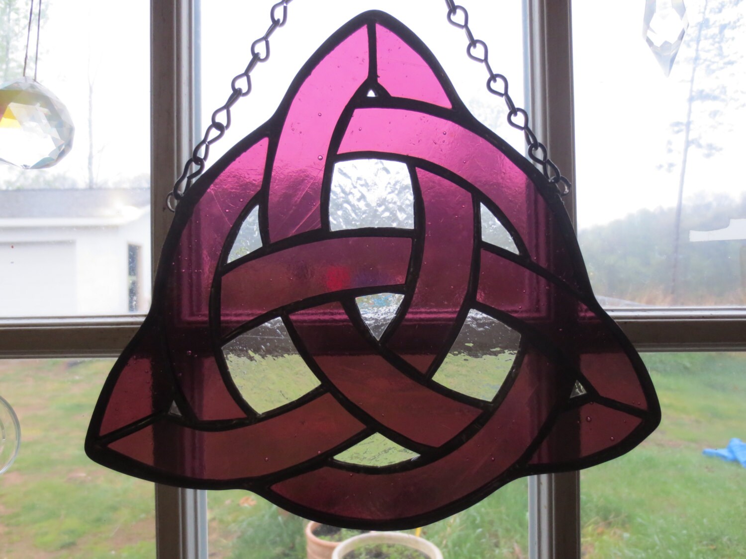 Triquetra Pagan Witchy Stained Glass by PerizadCreations on Etsy