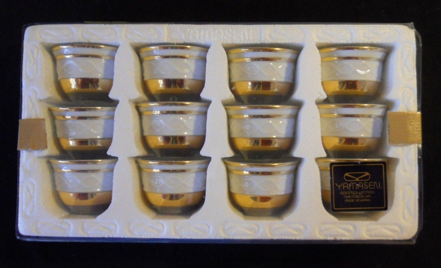 Yamasen Gold Collection Fine Porcelain Japan Cups 12 Set