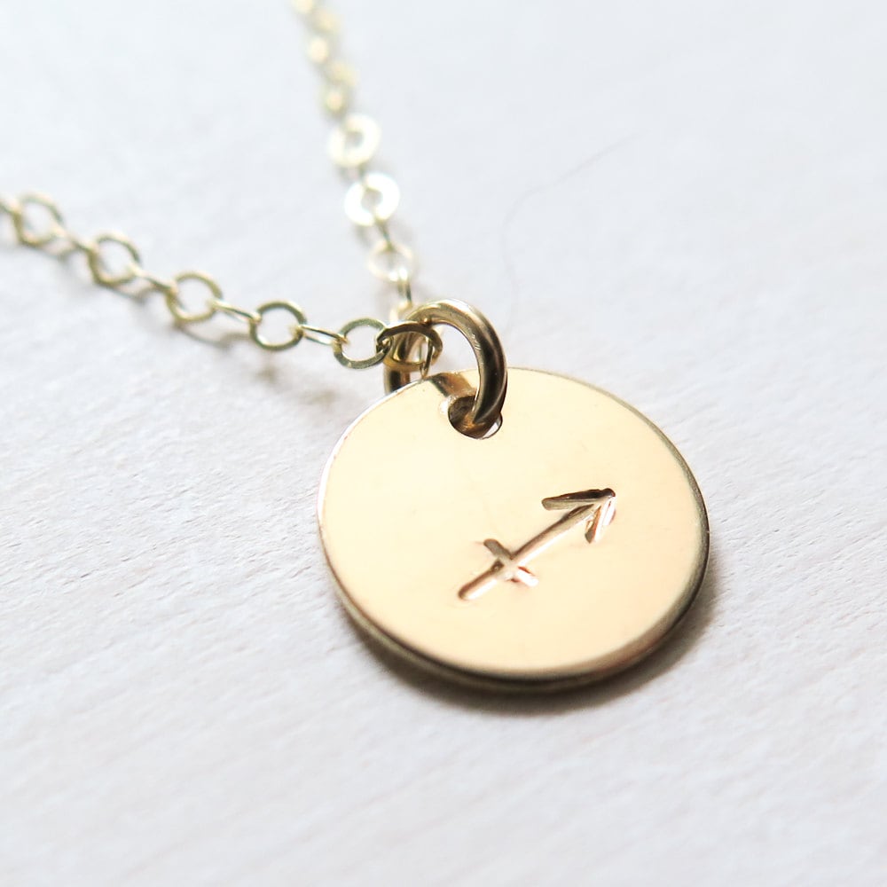 Gold Zodiac Necklace Gold Filled Zodiac Jewelry Hand Stamped