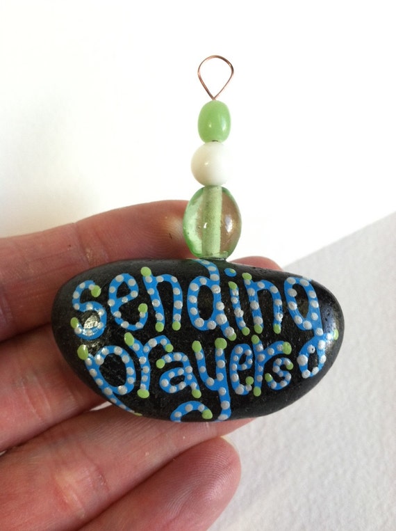 Items similar to SENDING PRAYERS STONEBeaded Hanging RockHandmade