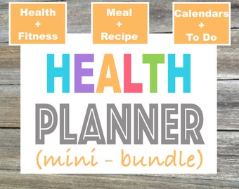 Fitness Planner, Health Planner Mini Bundle, Weekly Fitness, Weekly Meal Planner, Diet Planner - From the Luminous Collection - 3 Items