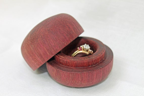 Purple Heart Wood Ring Box Engagement Ring Box Jewelry Box