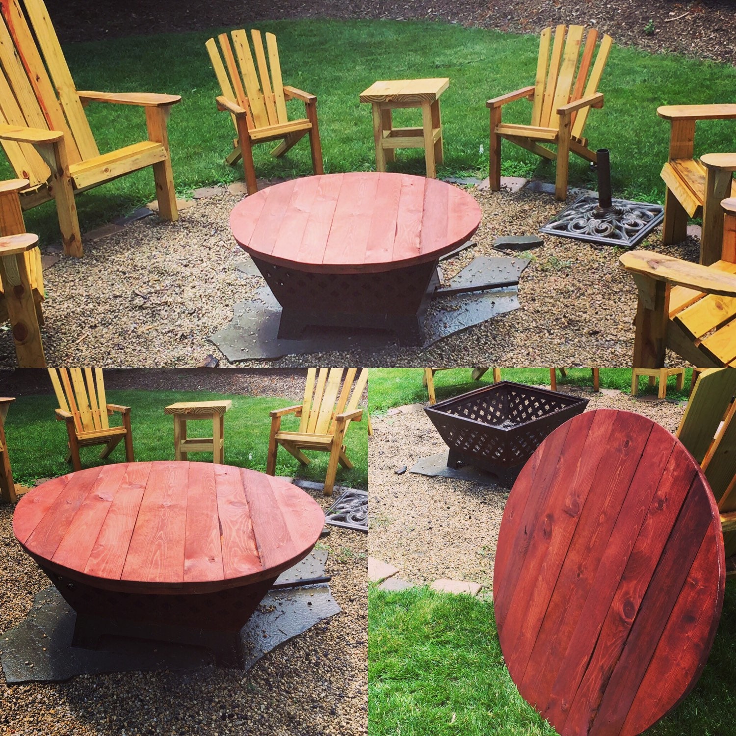 Firepit Table Cover 60 made of red cedar or stained pine