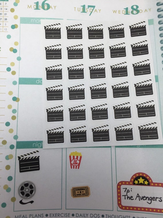 30 Clapper Board/ Movie Themed Stickers by AStickyMonster on Etsy