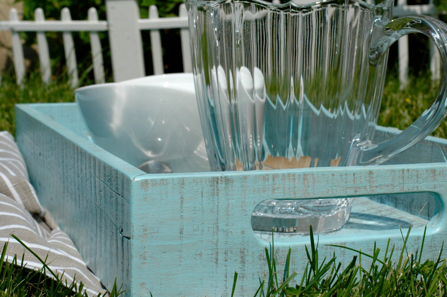 Turquoise Serving Tray Wood Serving Tray Pallet Wood Tray