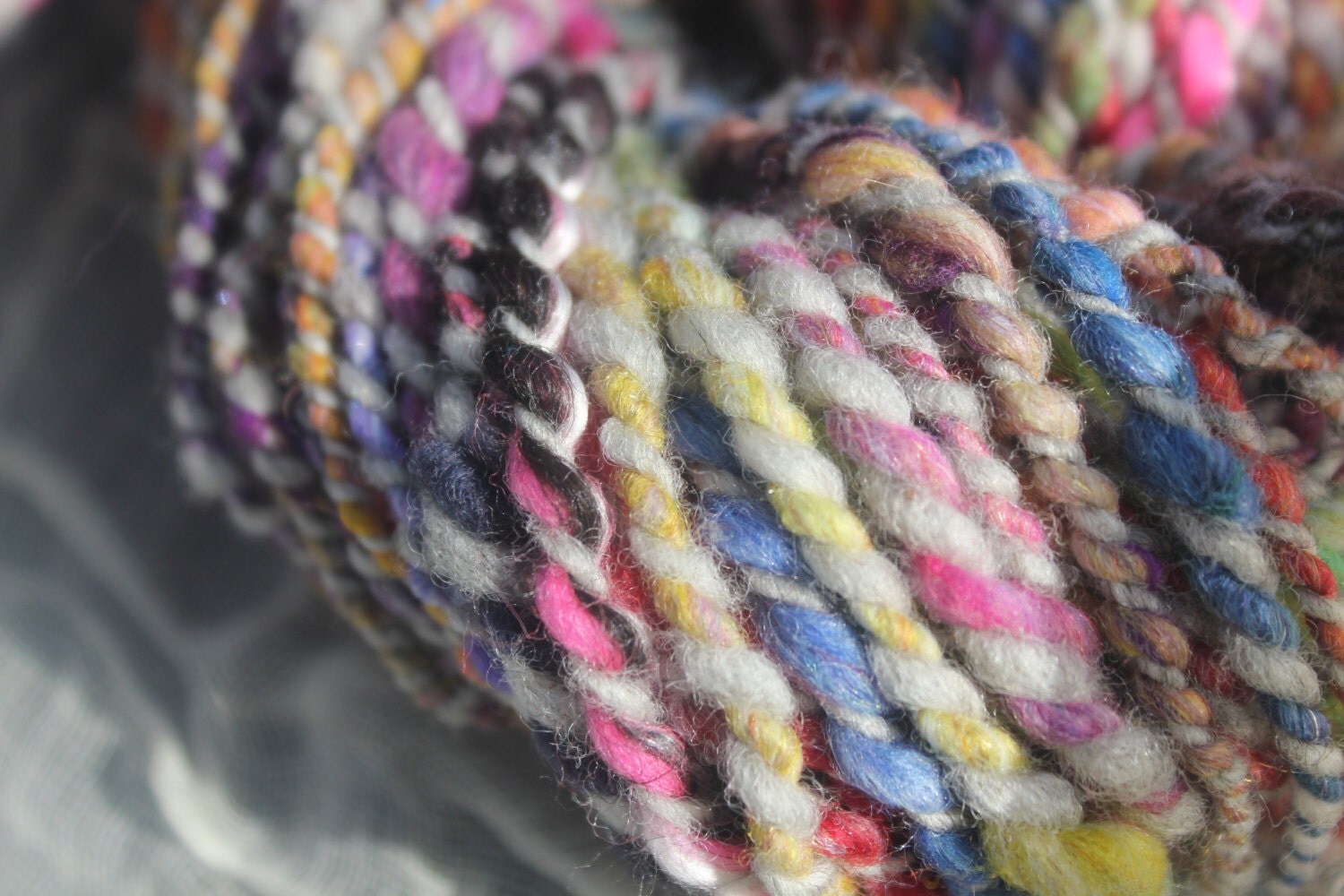Multicolored yarn 2 ply with gray Merino by MKUniqueDesigns
