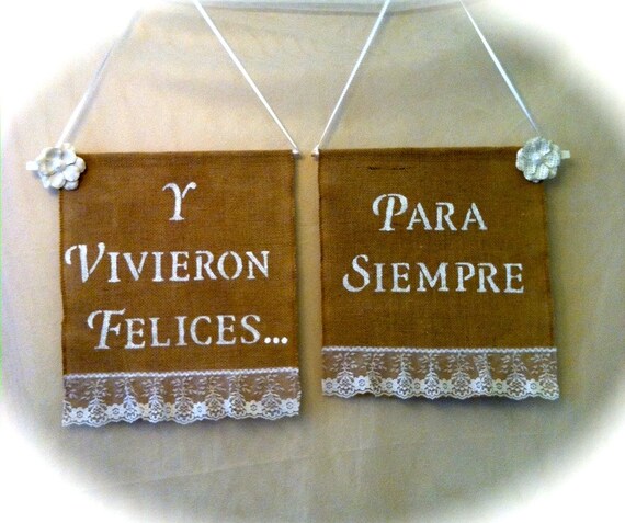 Spanish Burlap Banner Wedding Banners in Spanish by
