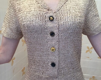 1950s vintage knitted silk ribbon dress