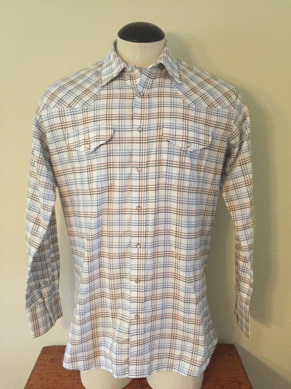 Vintage Beautiful Ely Cattleman Plaid Snap Button Western