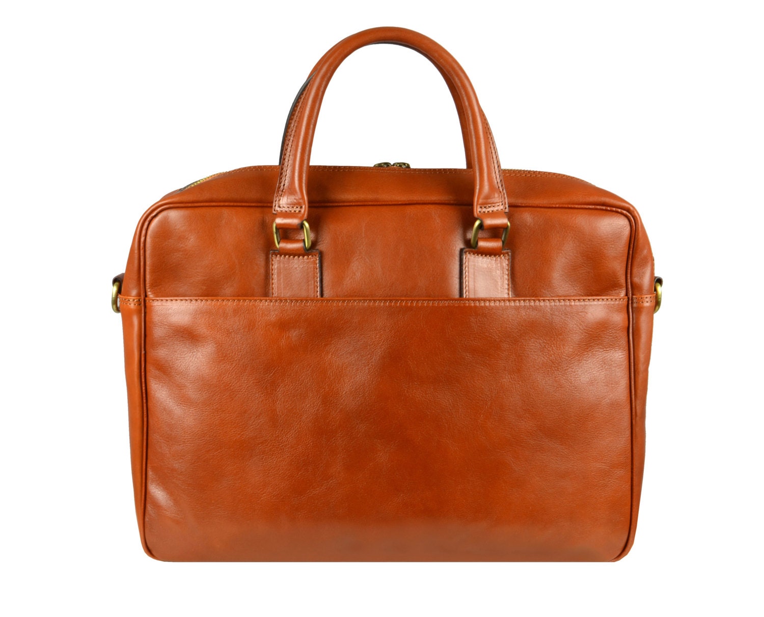 Genuine Leather Briefcase/Messenger Bag/Laptop Bag/Orangy