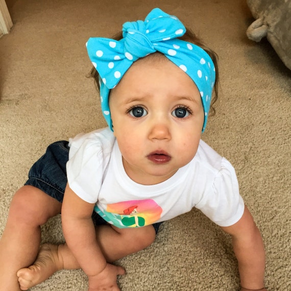 Polka Dot Blue Top Knot Headwrap!