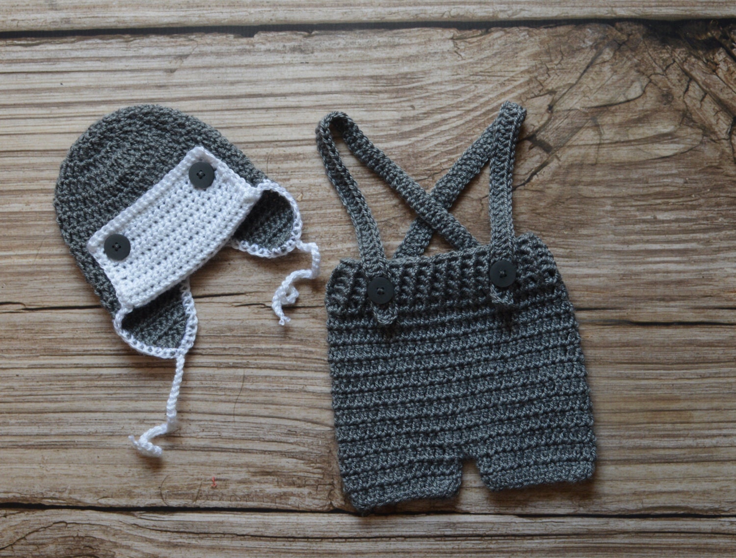 Crochet Set Aviator Newborn Baby Visor hat and