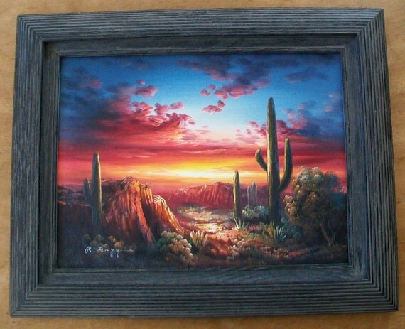 Original Signed B. Duggan Southwestern Desert Sunset Framed