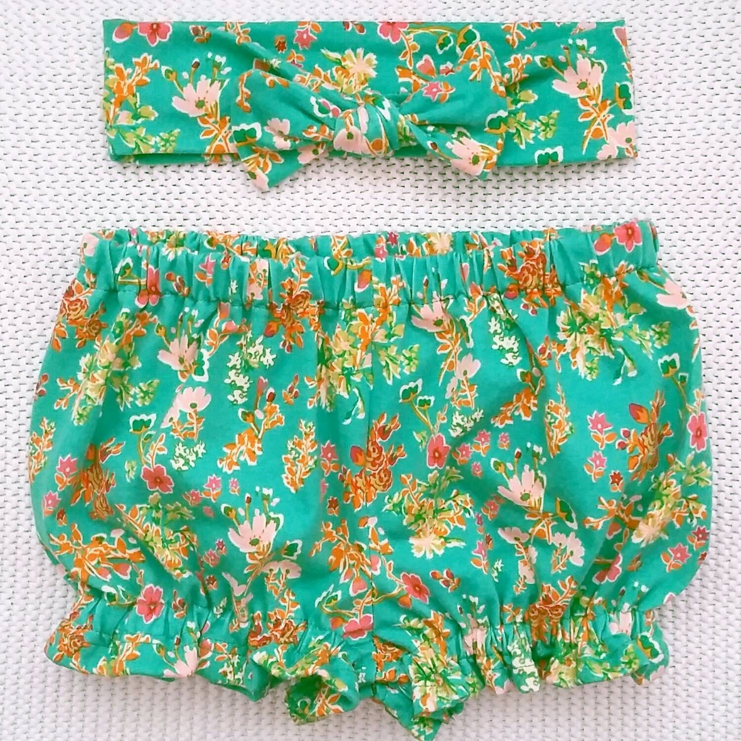 Baby girl knit bloomers and headwrap set Jane by LavenderParade