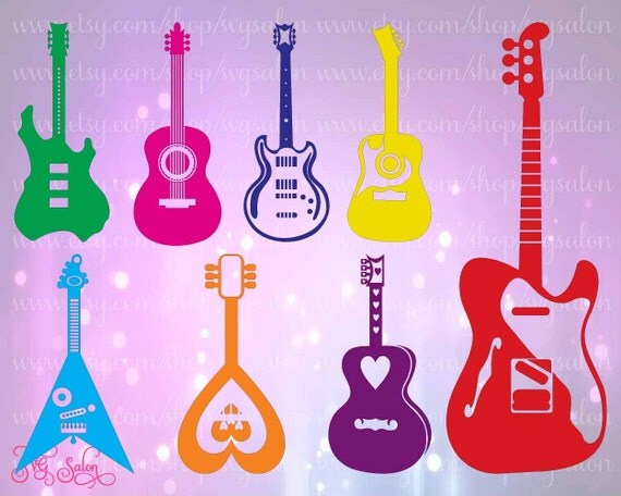 Guitar Cutting File Set in Svg Eps Dxf and Jpeg by SVGSalon