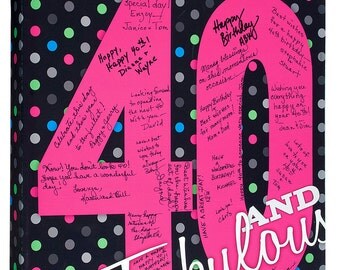 40th Birthday Party, 40th Birthday Guest Book, Unique 40th Birthday Gift, 40th Birthday Canvas, 40th Birthday Keepsake, Signature Canvas