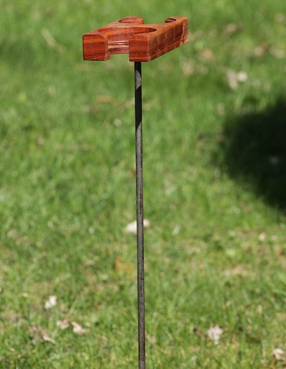 beer bottle wine glass holder outdoor support hardwood