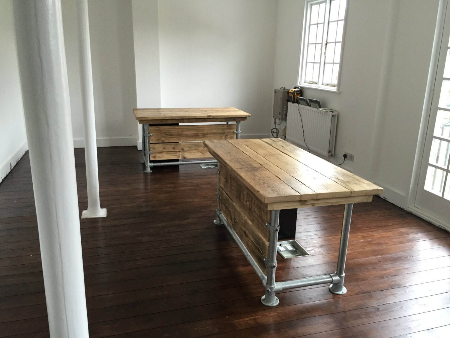 Reclaimed Scaffold plank urban industrial desk and drawers 5ft