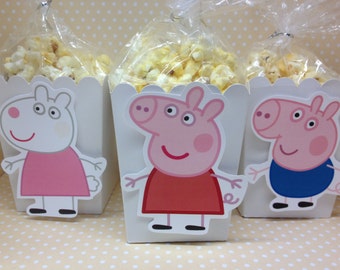 Peppa Pig, Family and Friends Party Popcorn or Favor Boxes - Set of 10